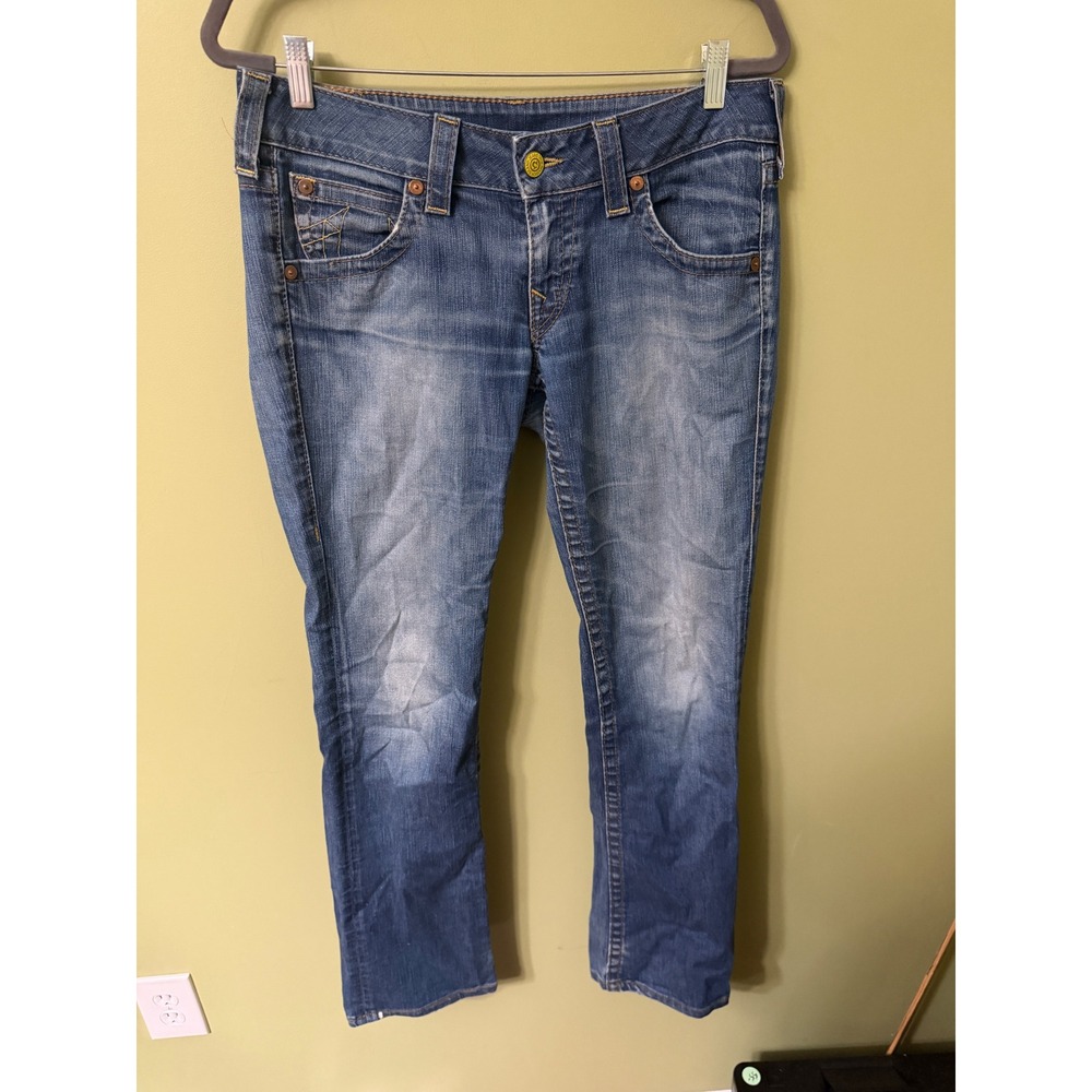 True Religion Womens Billy Straight Leg Jeans Blue Medium Size 30 Low Rise Y2K